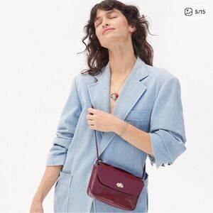 Clare V Leather Crossbody Bag in Plumingo